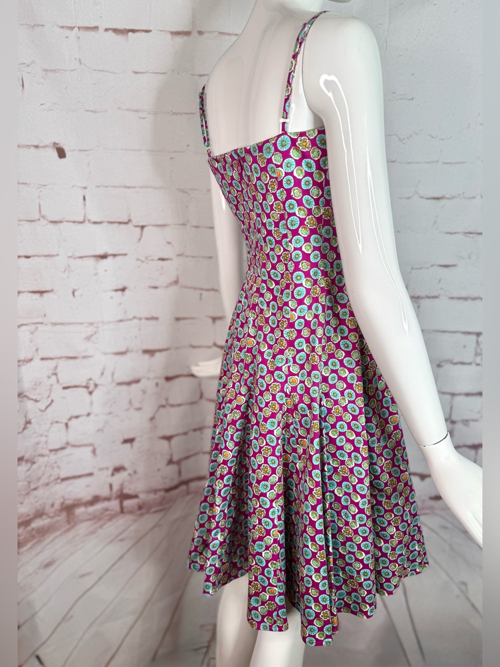 NINE WEST Size 6 Fit and Flare Adjustable Spaghetti Strap Sleeveless Print Dress - Picture 5 of 14